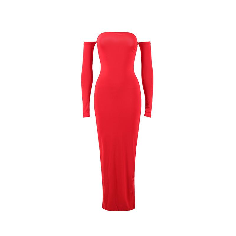 Seksowna Sukienka Bodycon Odkrywająca Ramiona Z Rozcięciem Na Nocne Wyjście Do Klubu