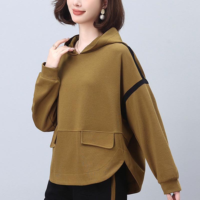 Women's Stylish 2024 Spring/Autumn Age-Reducing Loose Hoodie for Middle-Aged and Petite Fashion