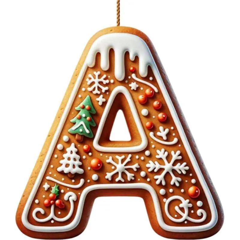 26 Letters Christmas Tree Decoration Gingerbread Alphabet Letters Ornament Flat To 2D Acrylic A Z Decoration Ornaments