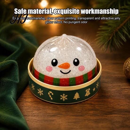 Stress Reducing Desk Accessories Christmas Bun Squeeze Toy with Steamer, Soft Sensory Fidget Toy, Cute Fun Stocking Stuffers Slow Rising TPR Glitter,