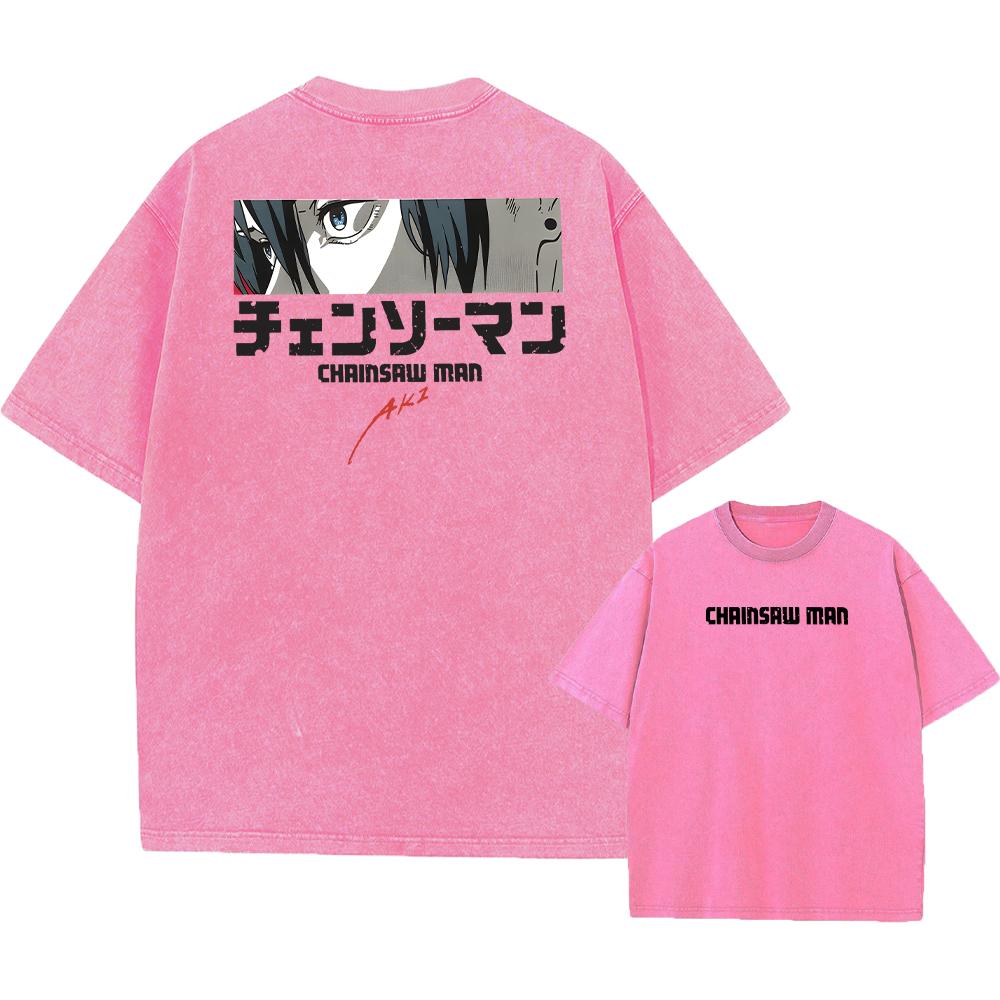 

Chainsaw Man Аниме Манга Стираная футболка Короткие рукава Футболки большого размера Новинка Мужские топы Уличная одежда Печатный 3XL