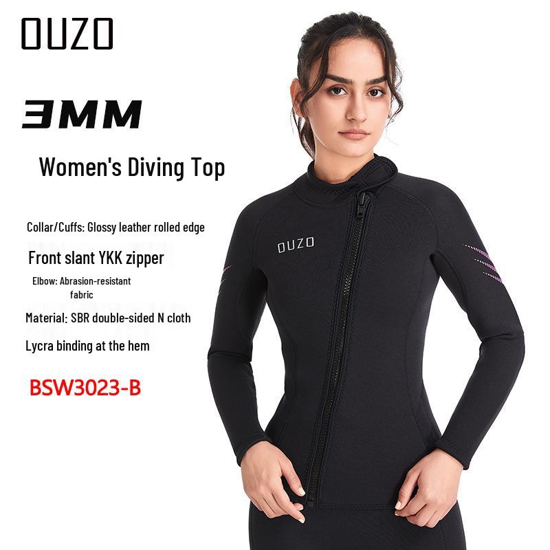 OUZO 3mm Unisex Two-Piece Wetsuit for Diving, Snorkeling, Surfing, and Winter Swimming – Cold Protection and Warmth Top and Pants.