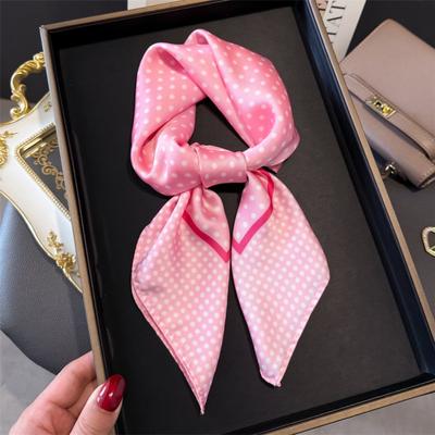 Luxus Punktmuster Quadratisches Seidentuch Für Frauen Hijab Haarbänder 70cm Halstuch Damen Satin Schal Band Stirnband