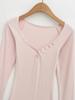 Women's Spicy American Sweetheart Neck Long Sleeve Button Bodycon Dress for Spring/Autumn