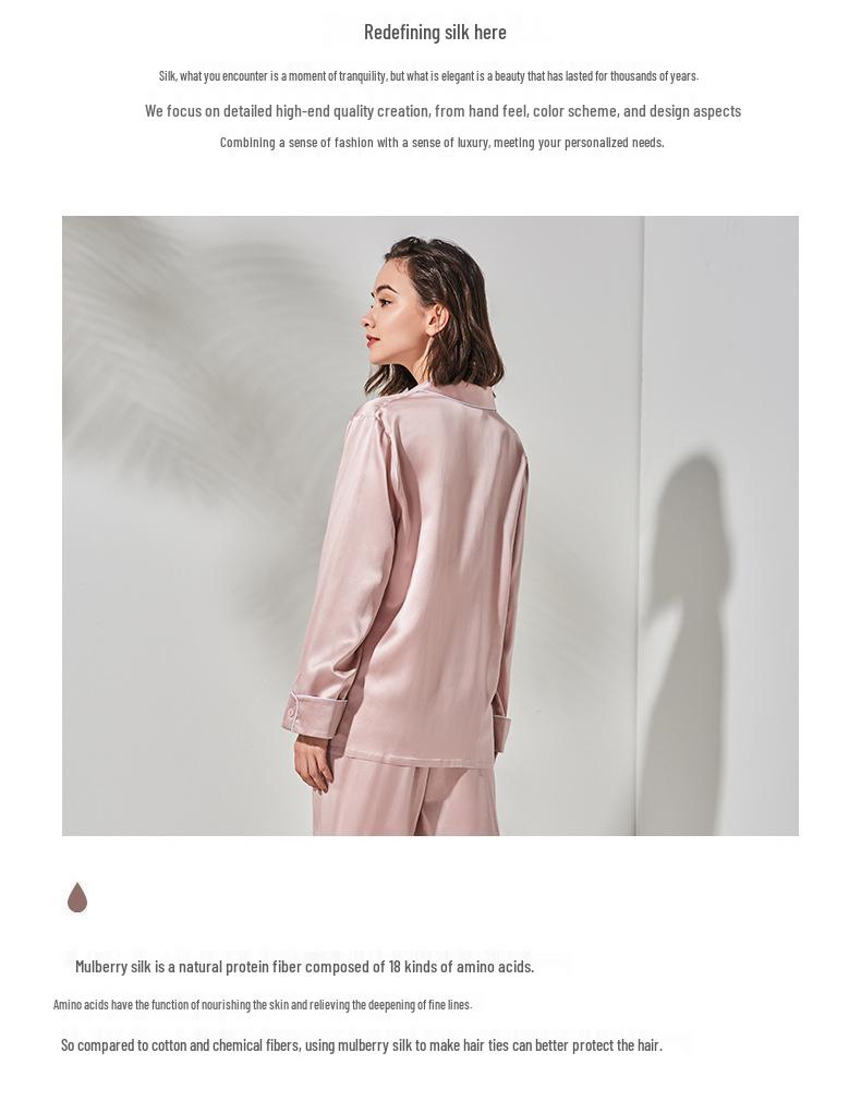 Heavyweight Mulberry Silk Pajama Set: Unisex 22 Momme Long Sleeve, Suitable for Outside Wear