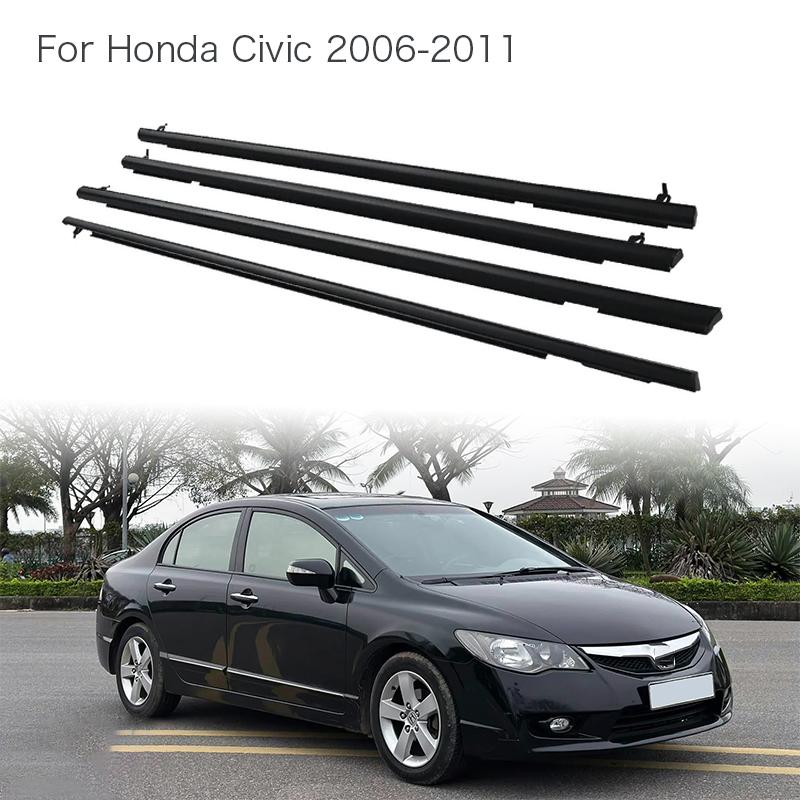 4Pcs Window Rubber Trim For Honda Civic 2006-2011 Weatherstrip Seal Side Door Glass Rubber Belt Replacement 72410-SNA-A01