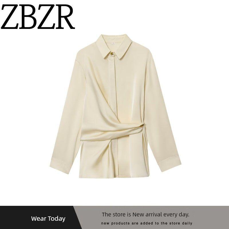 Za Export New Arrival Women's Clothing ZR Fashion Style Fashionable All-Match Silk Satin Texture Double Breasted Shirt 9133604