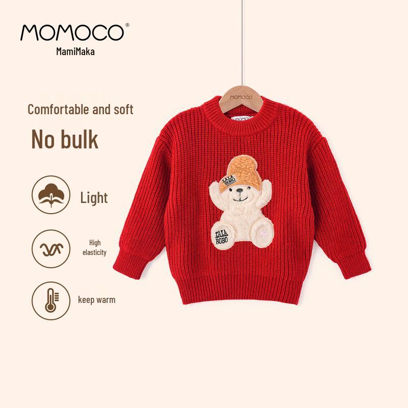 Зимний свитер для мальчиков MOMOCO с мишкой, повседневный 120