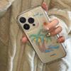 Coconut Tree Clear Phone Case, Hand-Drawn Summer Beach Palm Tree Shockproof Cover for iPhone