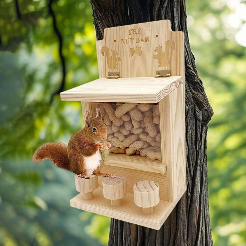 Hanging Squirrel Feeder Wooden Pet Food Dispenser Bird Raising Tool Bird Feeder  Outdoor