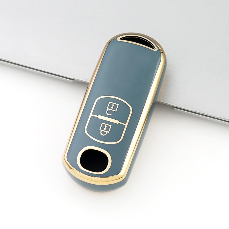 

2 Buttons Auto Shell Fob Keyless TPU Car Key Case Cover For Mazda 2 3 6 Demio Atenza Axela CX-5 CX5 CX-3 CX7 CX-9 3 4 CX30 gold edge key cover серый