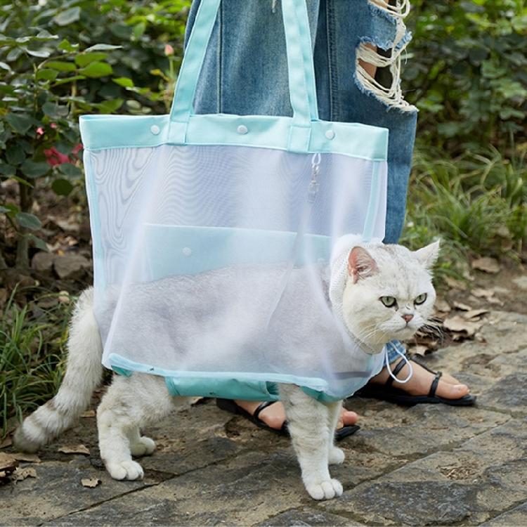 Nylon-Netz-Haustiertransporttasche für Katzen, atmungsaktiv, klares Fensterdesign, leicht zu reinigen und zu tragen, Reiseausrüstung