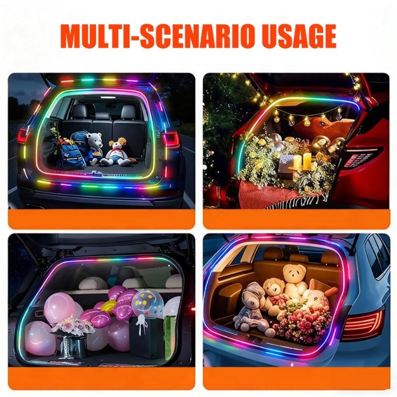 Auto On Light LED Atmosphere Light for Car Trunk Bluetooth-compatible APP Control Dynamic Color and Effect Easy Install