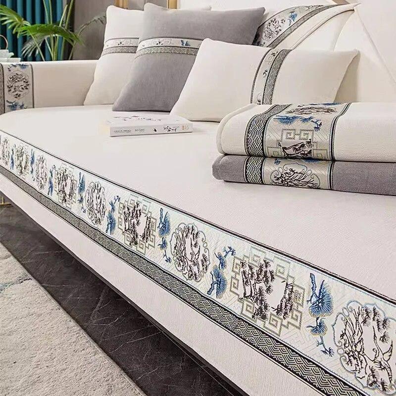 Luxury Chinese Chenille Sofa Covers Anti Slip Universal Armchair Slipcover for Living Room Couches