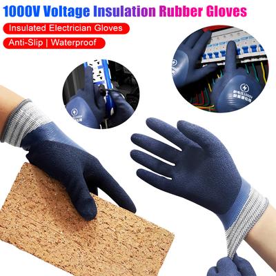 Luvas Elétricas Isoladas 1000V Resistentes à Tensão Luvas de Borracha Alta Qualidade Antiderrapantes Luvas para Manutenção Elétrica Para Homens