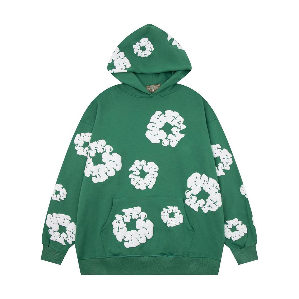 Denim Tears Floral Puff Print Cotton Hoodie Set - Trendy European & American Streetwear