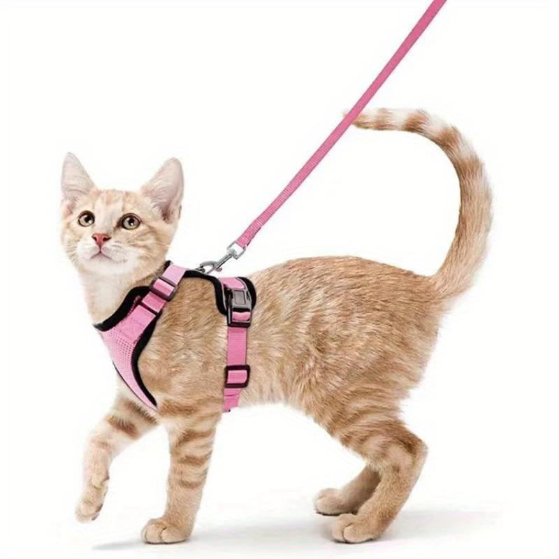 Cat Harness and Leash for Walking, Escape Proof Soft Adjustable Vest Harnesses for Cats, Breathable Reflective Strips Jacket