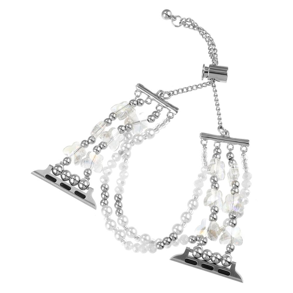 

Strap for Apple Watch Series 10 42mm/9 8 7 41mm/SE (2023) SE (2022) SE 6 5 4 40mm/3 2 1 38mm Metal Watch Band Transparent/Silver