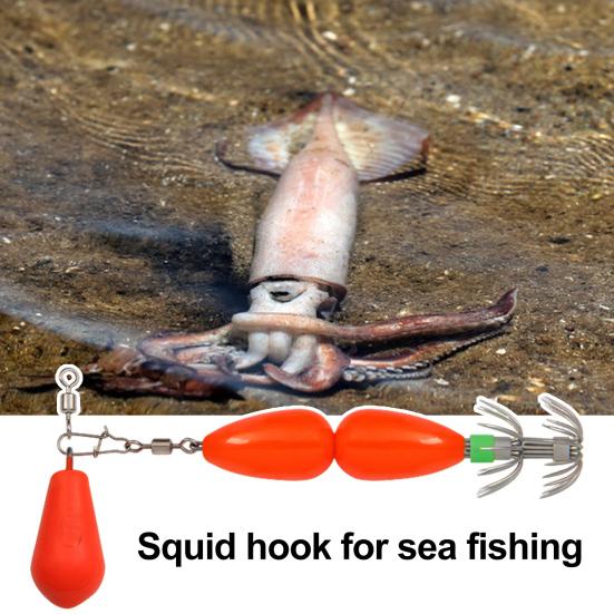 9CM/27G Squid Jig Hook with Colorful Beads Swivel Double-layer Umbrella Hook Cuttlefish Sleeve