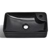 Vasque à trou pour robinet céramique Noir - VIDAXL - Rond - 40 cm - Finition haute brillance