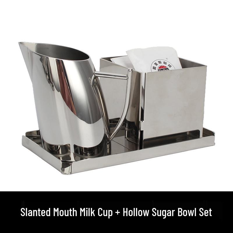 Stainless Steel Sugar Bowl and Milk Cup Set for Restaurant and Hotel Use