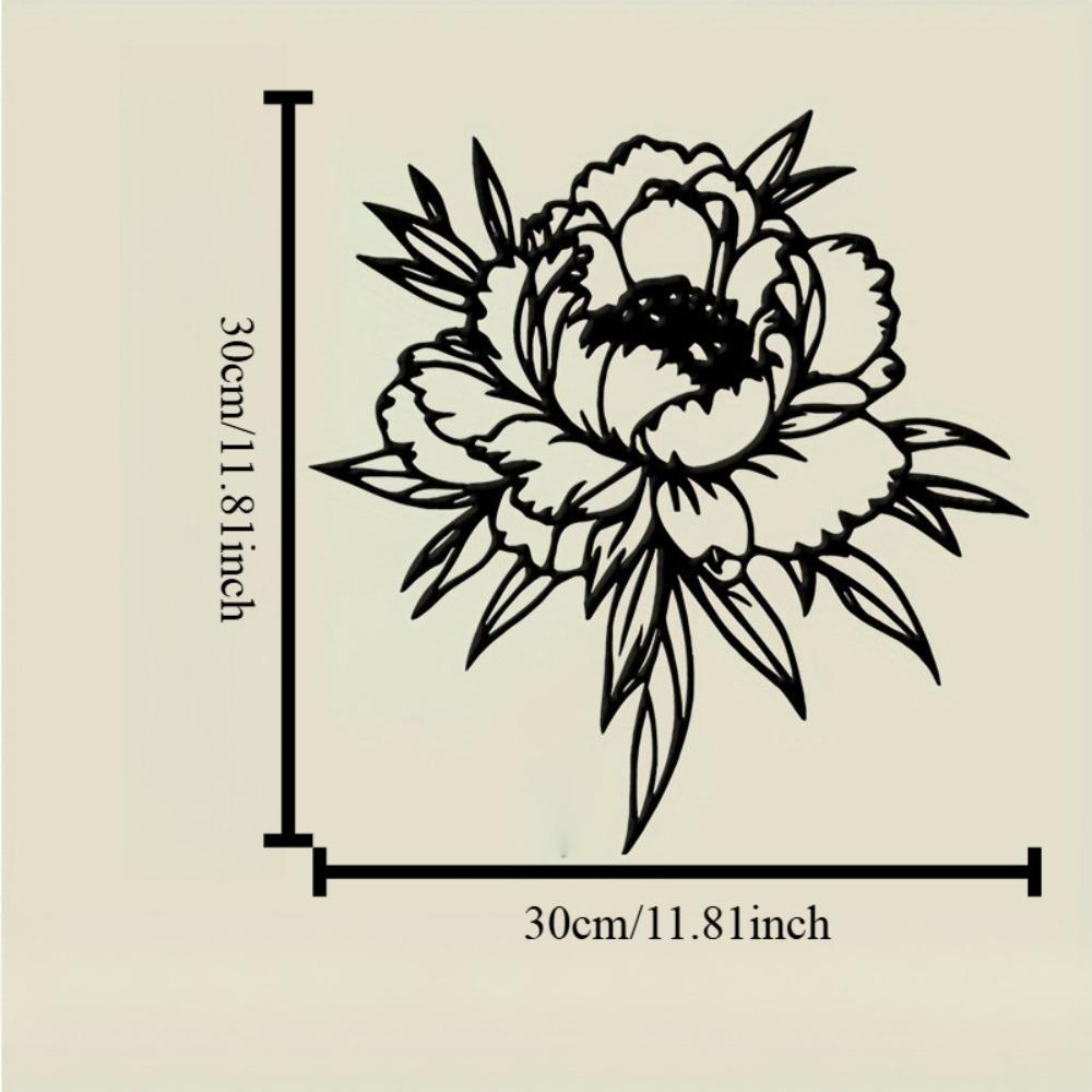 

Wrought Iron Peony Wall Art, Black Metal Flower Sculpture for Home Decor, Farmhouse Indoor Botanical Gift for Wedding Mother Day 12in