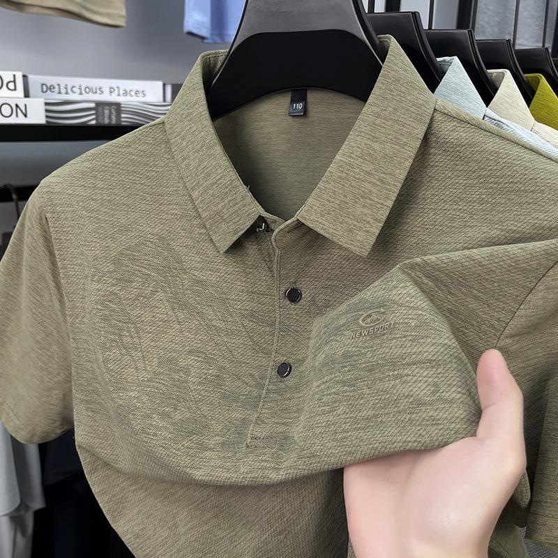 Men'S Lapel Short Sleeve T-Shirt Polo Casual Landscape Print Thin Breathable Men'S T-Shirt