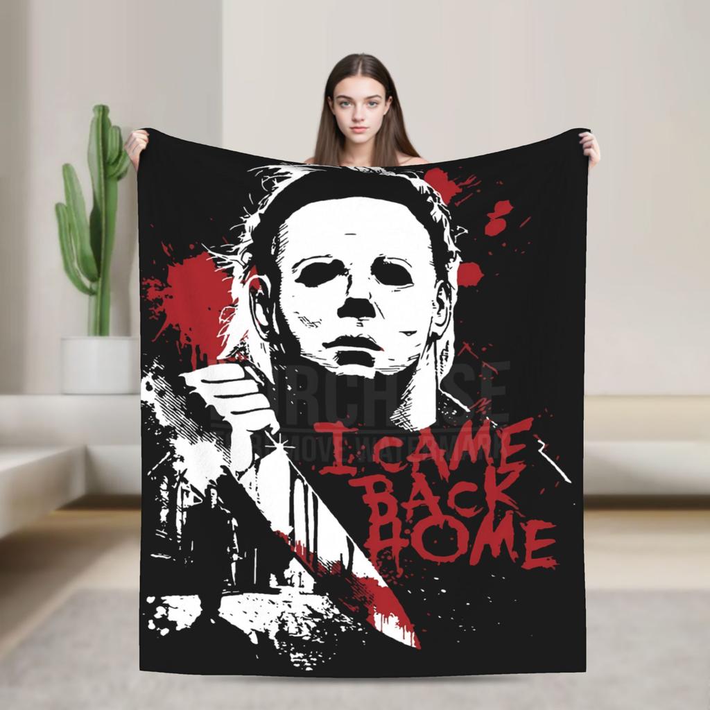 Halloween Michaels Myersed Warm Soft Blanket Decorative Plush Throw Blanket Print Couch Chair Flannel Bedspread Sofa Bed Cover