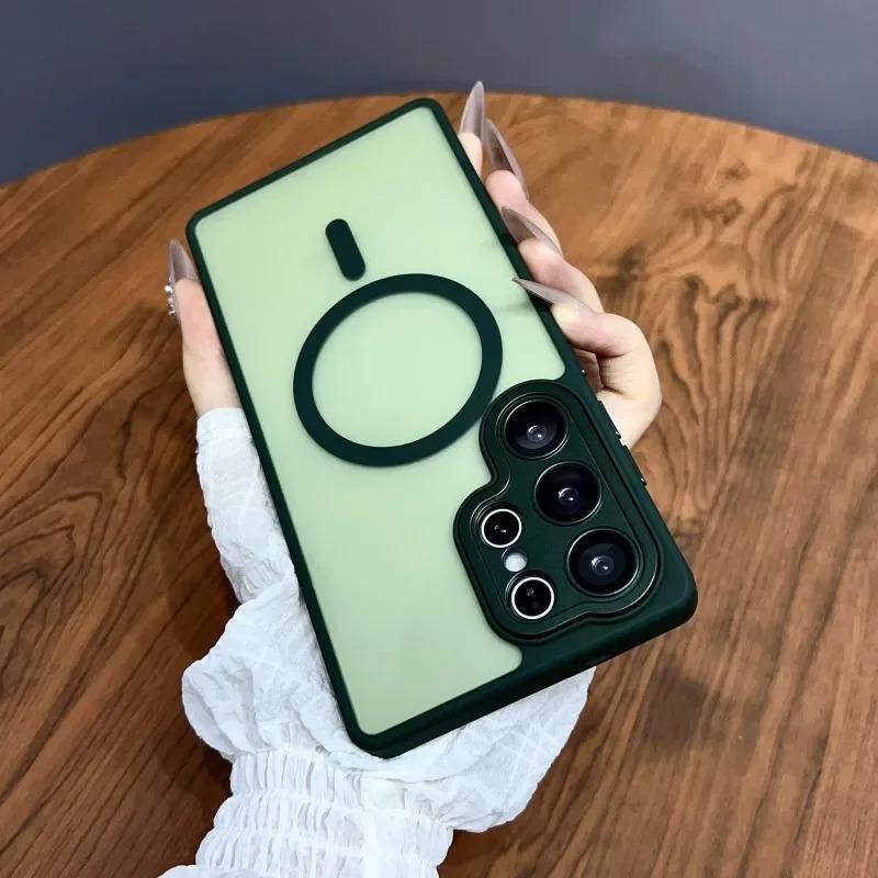 Suitable for Samsung S25 Ultra Matte Skin Sensitive Magnetic Suction Phone Case S24FE with Lens Film S23Plus Protective Case