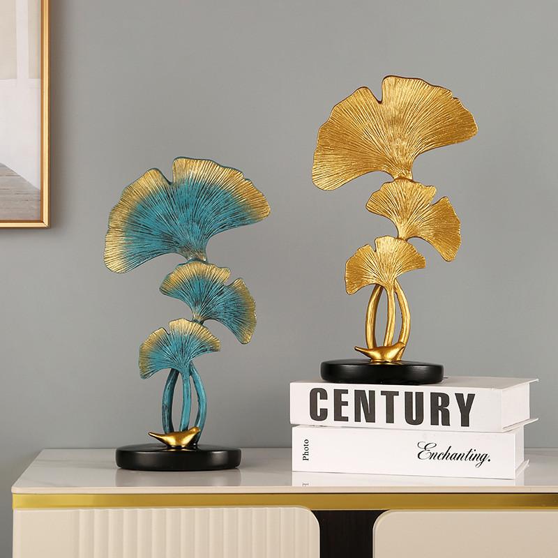 Elegant Resin Ginkgo Leaf Ornament For Home Office Entryway Tabletop Decoration