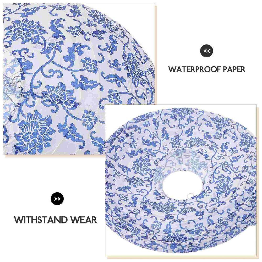 Printed Hanging Paper Ball Blue White Festival Supplies Home Decoration Paper Lantern Home