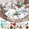 2025 New Fitted Floral Round Table Cover - Reusable Waterproof Stain-Resistant Elastic Edge for Home Dining Wedding Decoration