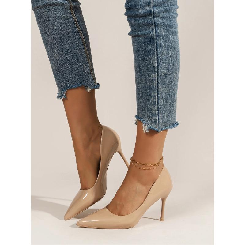 Mode 2025 Damen Sommer Neu Sexy Spitz Designer Einfarbig High Heels Elegant Kleid Party Flachmündig High Heels Übergröße