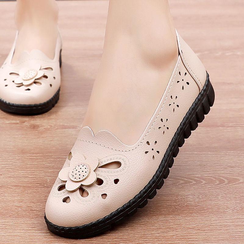 Soft-soled Non-slip Mother Hollow Single Shoes, New Chinese Flat-soled Single Shoes, Old