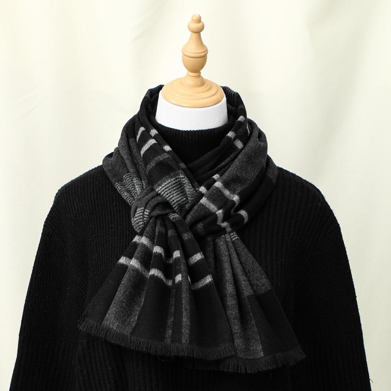 Light Luxury High-end Men's Plaid Imitation Cashmere Versatile Scarf Fashionable New Autumn and Winter Men's and Women's Warm Scarf