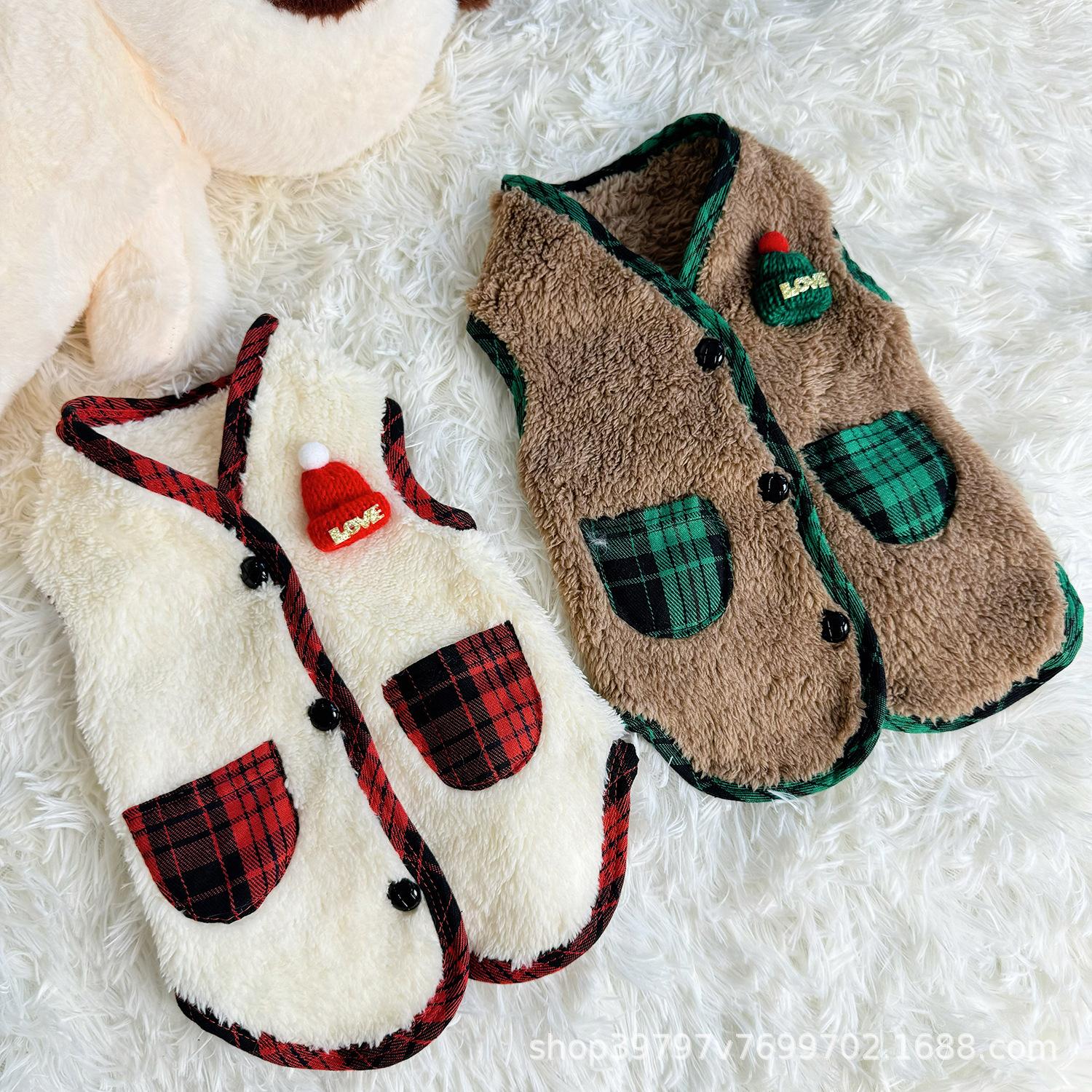 

Arctic velvet two-legged cardigan vest warm and thickened autumn and winter pet dog dog cat clothes medium and small dog teddy XXL