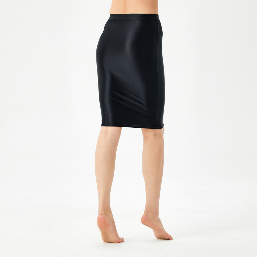 Thin Transparent Perspective Oily, Silky and Glossy Tight Hip Skirt Large Size Sexy One-step Skirt