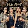 Happy New Year Banner for 2026 Party Decoration, Blackgold New Year Eve Banner Photo Backdrop Party Supplies (HAPPY NEW YEAR)