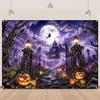427. 7×5Ft Purple Halloween Backdrop for Photography Scary Party Decorations