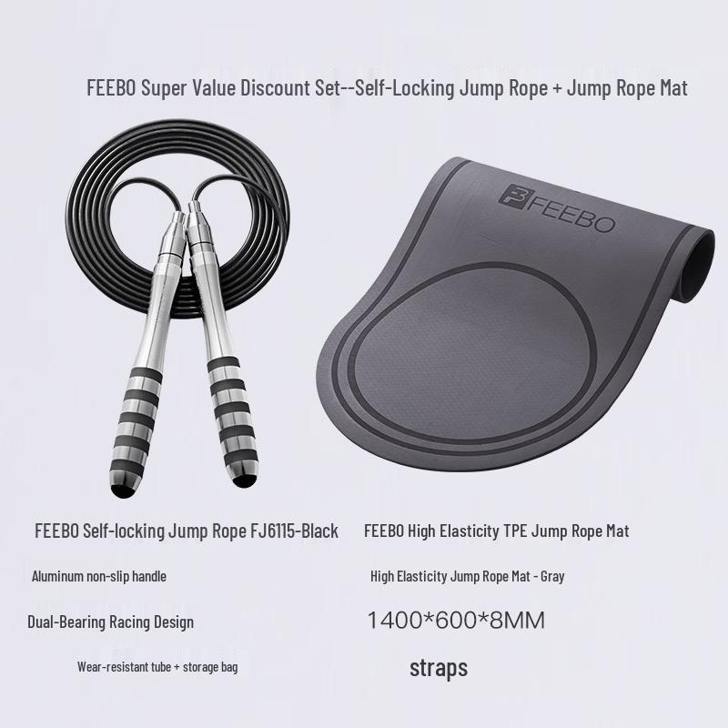FEEBO Weighted Jump Rope & Mat Set