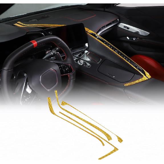 

Soft 3D Real Carbon Fiber Car Center Conosle AC Switch Trim Strip Sticker Trim Decor Trim Kit Compatible with Corvette C8 Stingray Z06 Z51 2020 2021 жёлтый