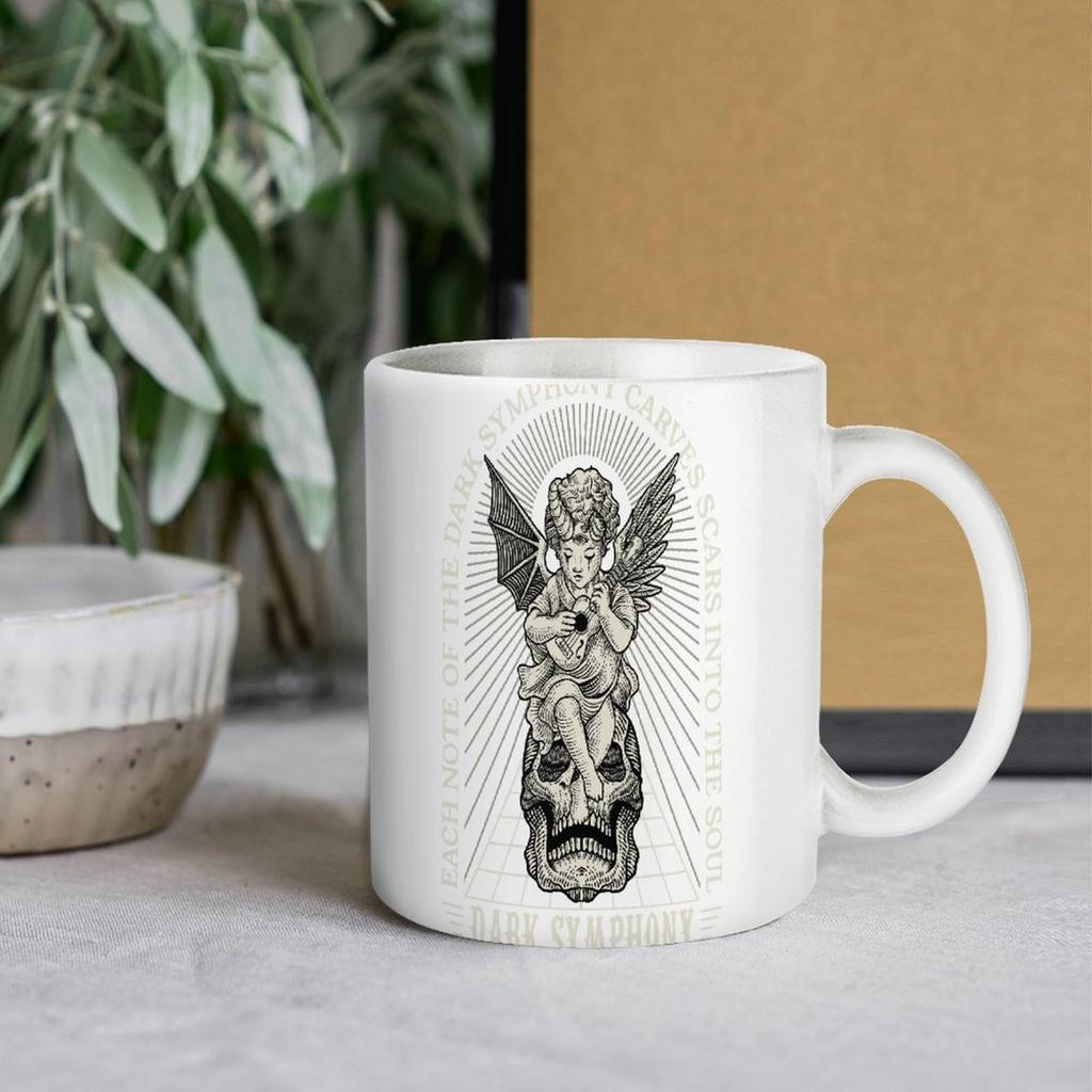 11oz Weiße Keramiktasse mit glänzender Oberfläche und bedruckter Beschichtung, Hitzebeständige Tasse für Kaffeepausen und täglichen Getränkekonsum