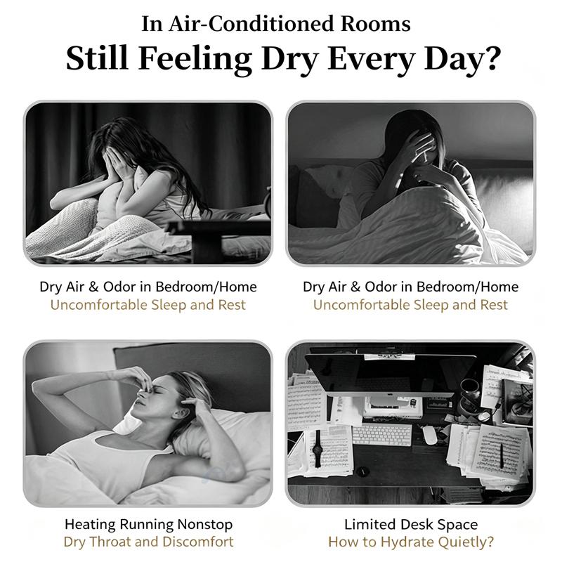 Ultrasonic Air Humidifier, Dual Nozzle Desktop Humidifier, Quiet Fine Mist Desk Humidifier for Bedroom Office Living Room