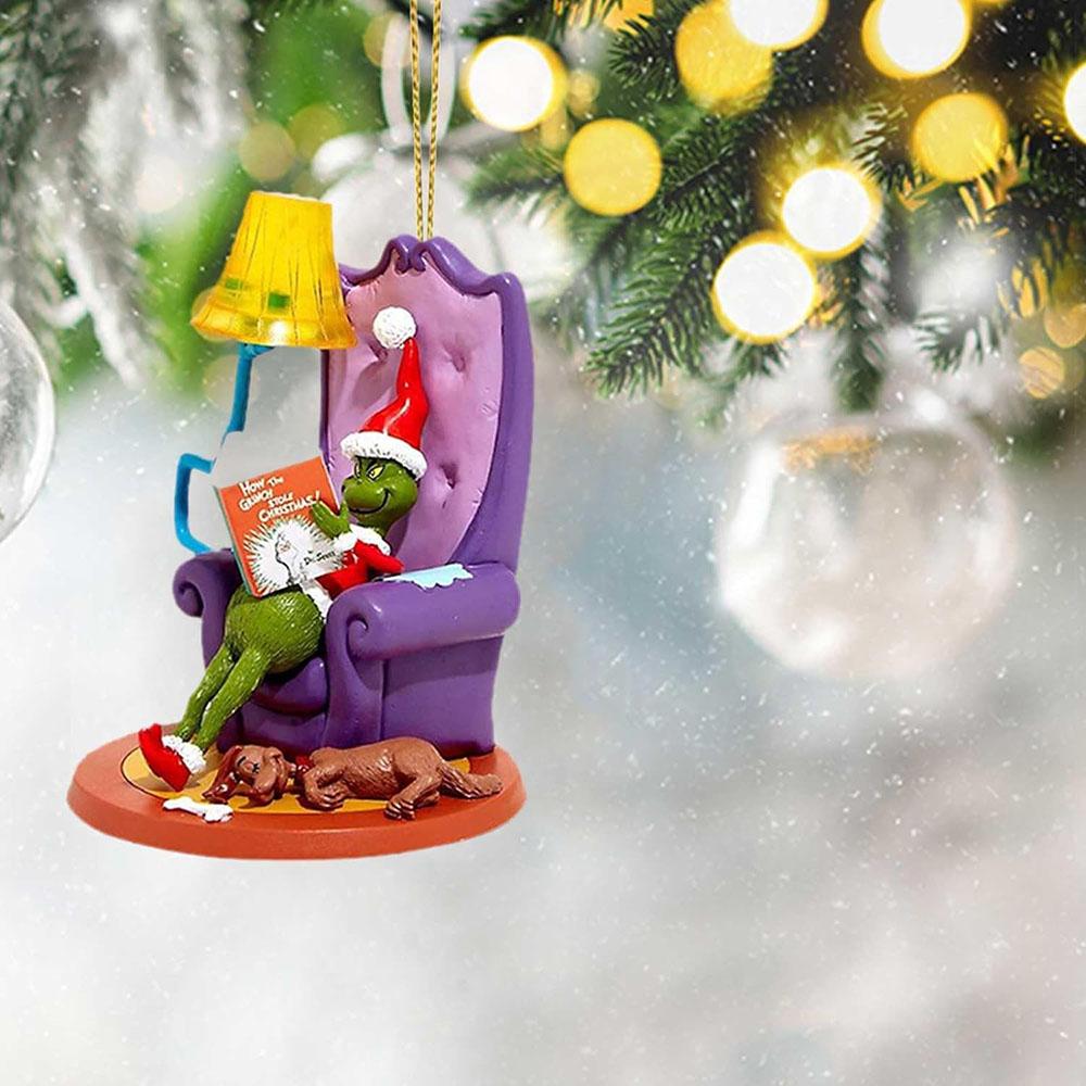 6 stk Grinchen Juletrepynt Hengende Akryl 2D Ornament Anheng Fest