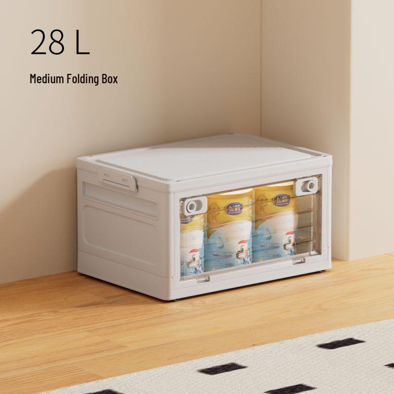 Portable Transparent Book Storage Box with Wheels and Dustproof Cover