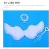 1Set Angel Wings with Headdress Girl Angel Dress for Kids Party Costume Cosplay Fairy Prop for Birthday