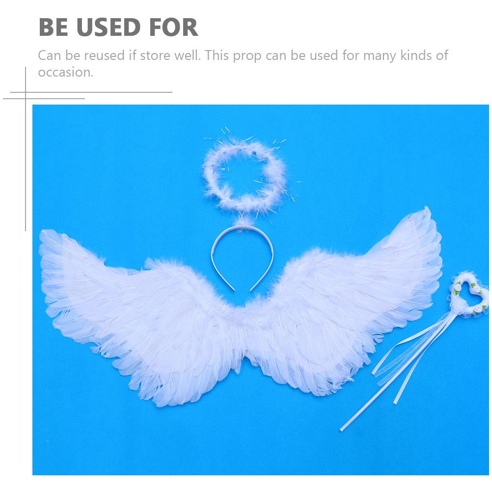 1Set Angel Wings with Headdress Girl Angel Dress for Kids Party Costume Cosplay Fairy Prop for Birthday