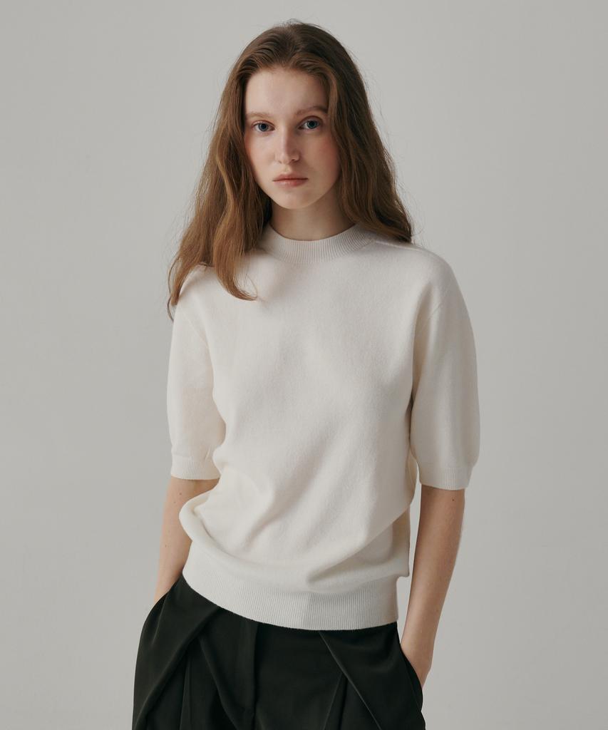Banillaniteu Tinted Wool Whole Garment Short Sleeve Knit