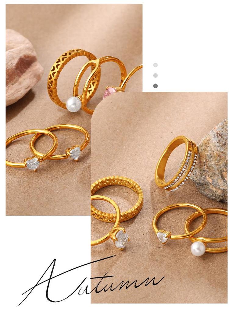 Luxuriöser goldener Hohlring mit Diamant-Inlay: Exquisites stapelbares doppelstöckiges Design