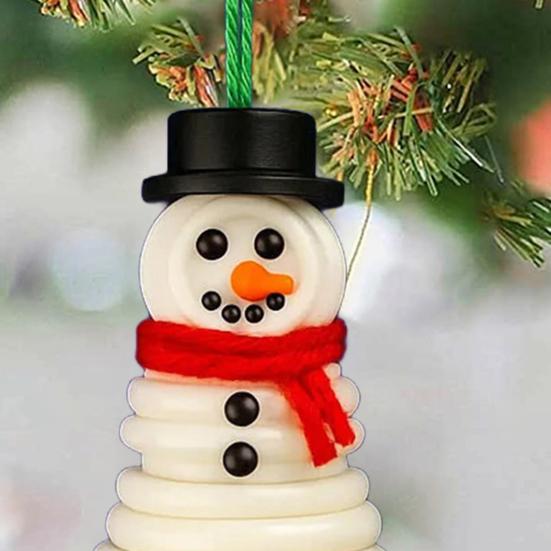 4Pcs/Set Snowman Ornament Kit Santa Claus Snowman Xmas Tree Shape Pendant